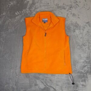 Blue Generation Fleece Vest Mens M Orange Full Zip Sleeveless Jacket Layer